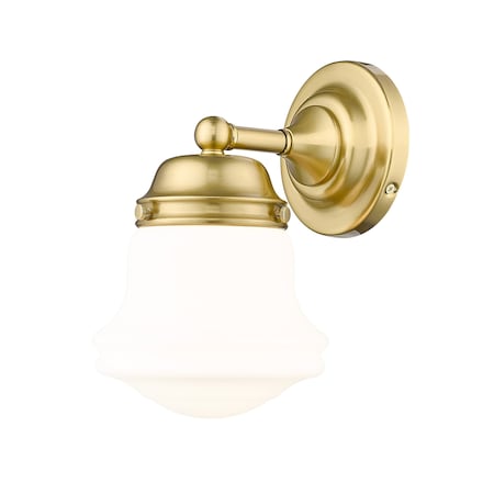 Z-Lite Vaughn Wall Sconce, 1-Light, 7.75 In.W x 6 In.L x 9.5 In.H, Luxe Gold/Matte Opal 735-1S-LG